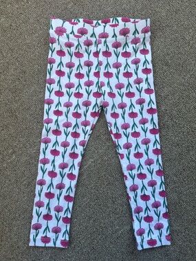 Crewcuts White Leggings with Pink Floral Print